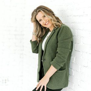 JCrew Factory Women's Schoolboy Sweater Blazer in Olive, Medium